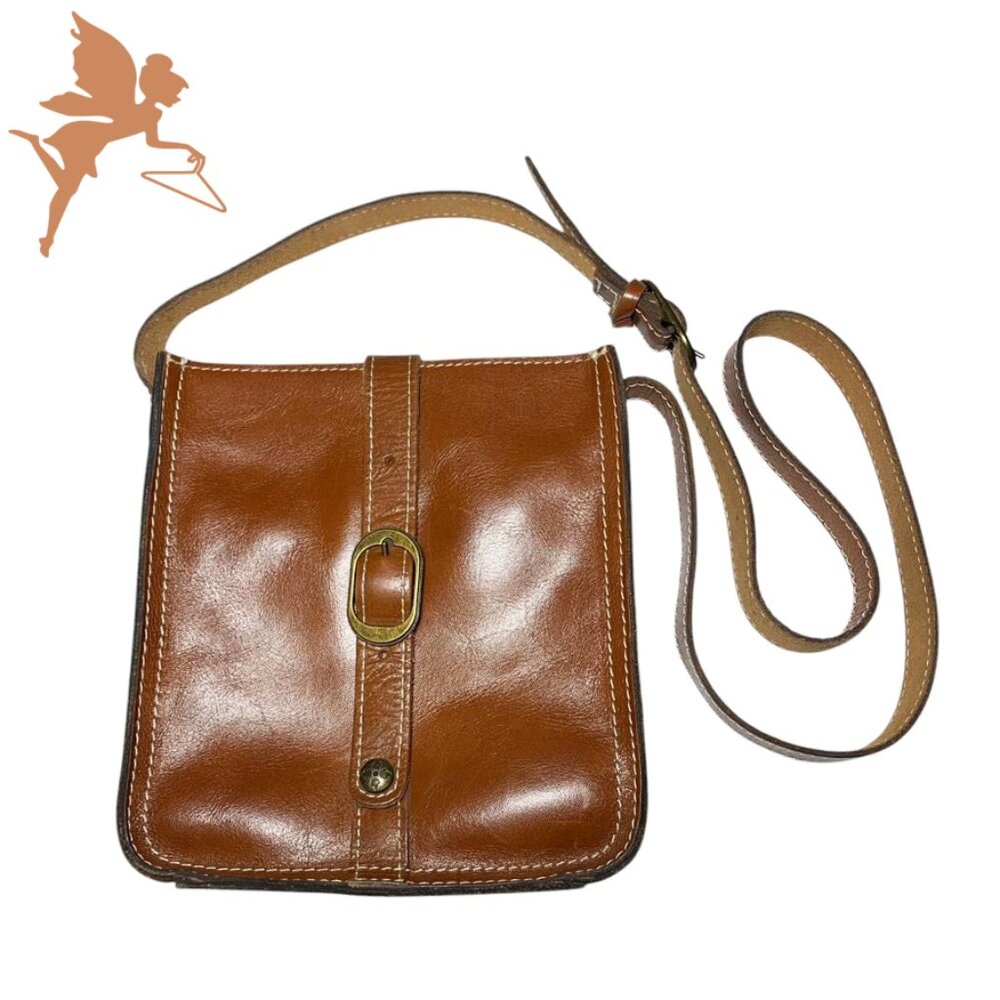 PATRICIA NASH Venizia brown Leather Buckle Front Crossbody Bag